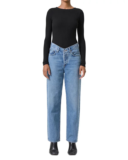 V-Waist High Rise Baggy Jeans
