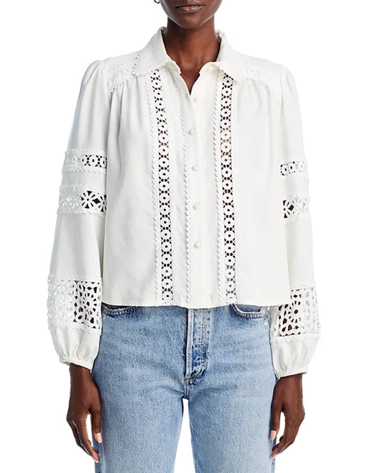 Long Sleeve Lace Button Up Shirt