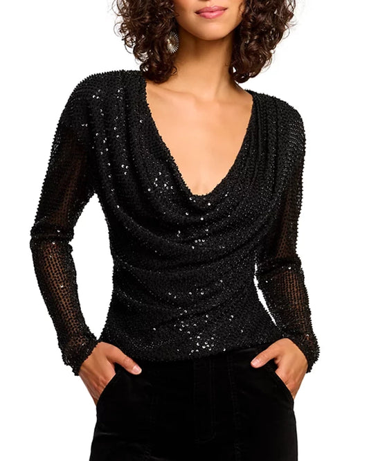 Sexy Style V-Neck Cowlneck Top